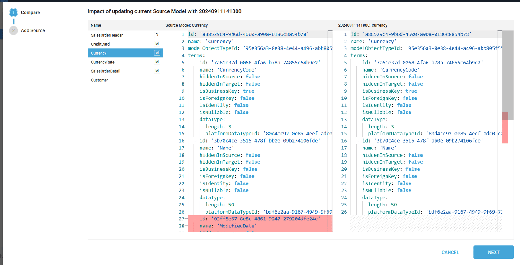 Update Source Model Objects from a new Discovery
