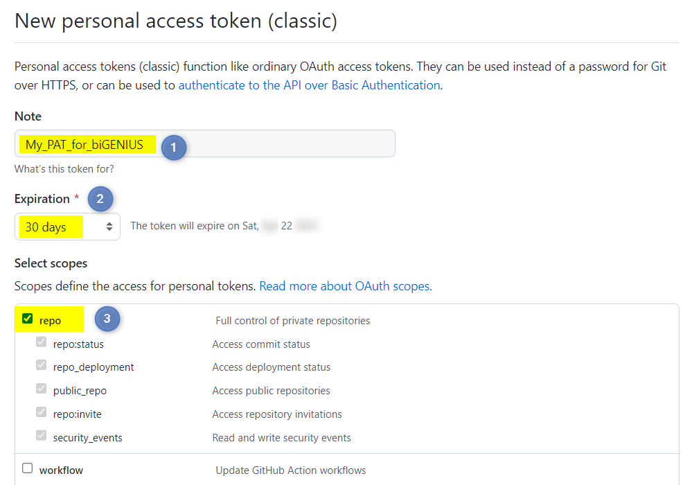Generate a PAT (Personal Access Token) on GitHub